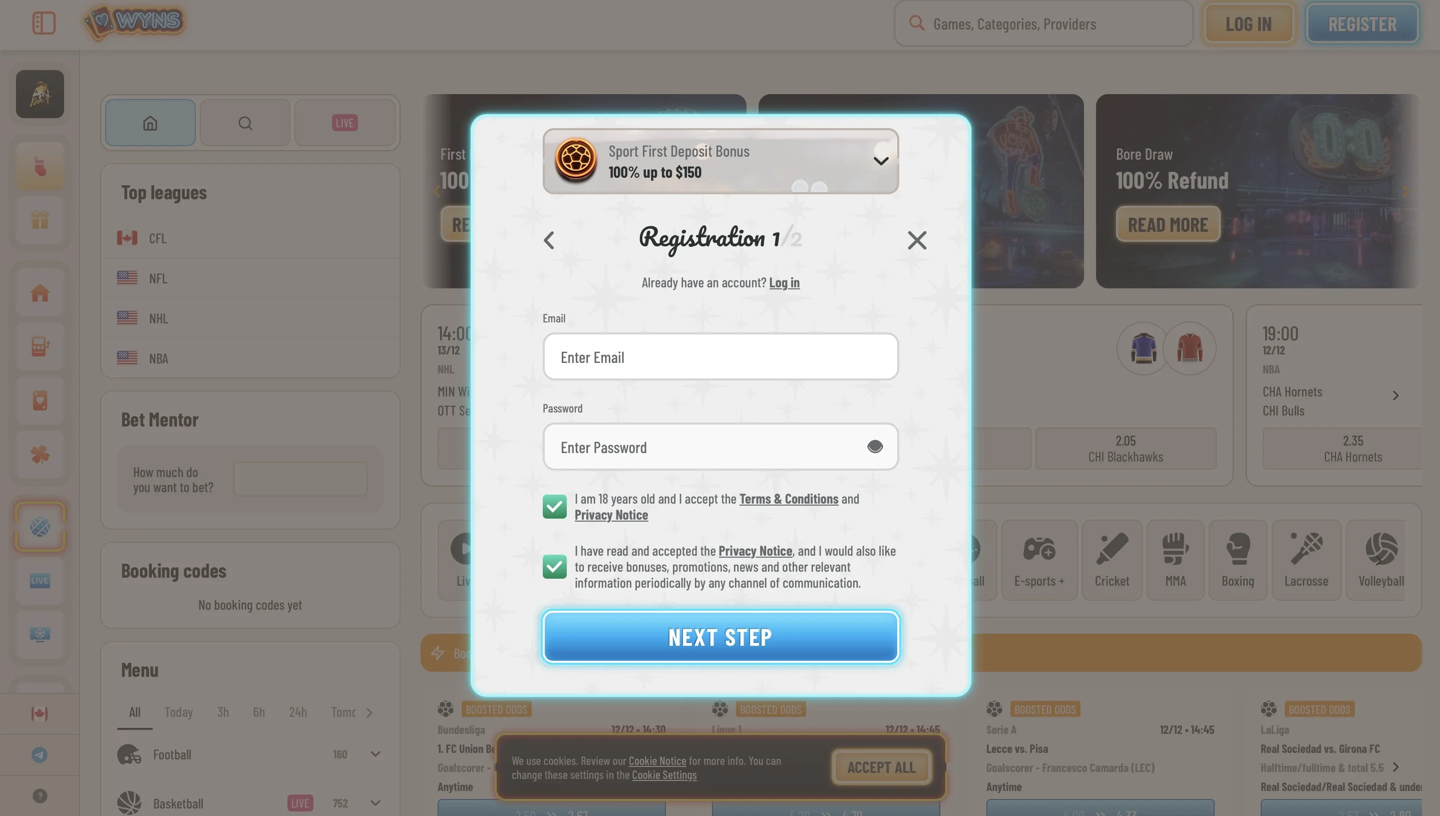 Open an Account on Wyns-Step 3 Open an Account on Wyns-Step 3